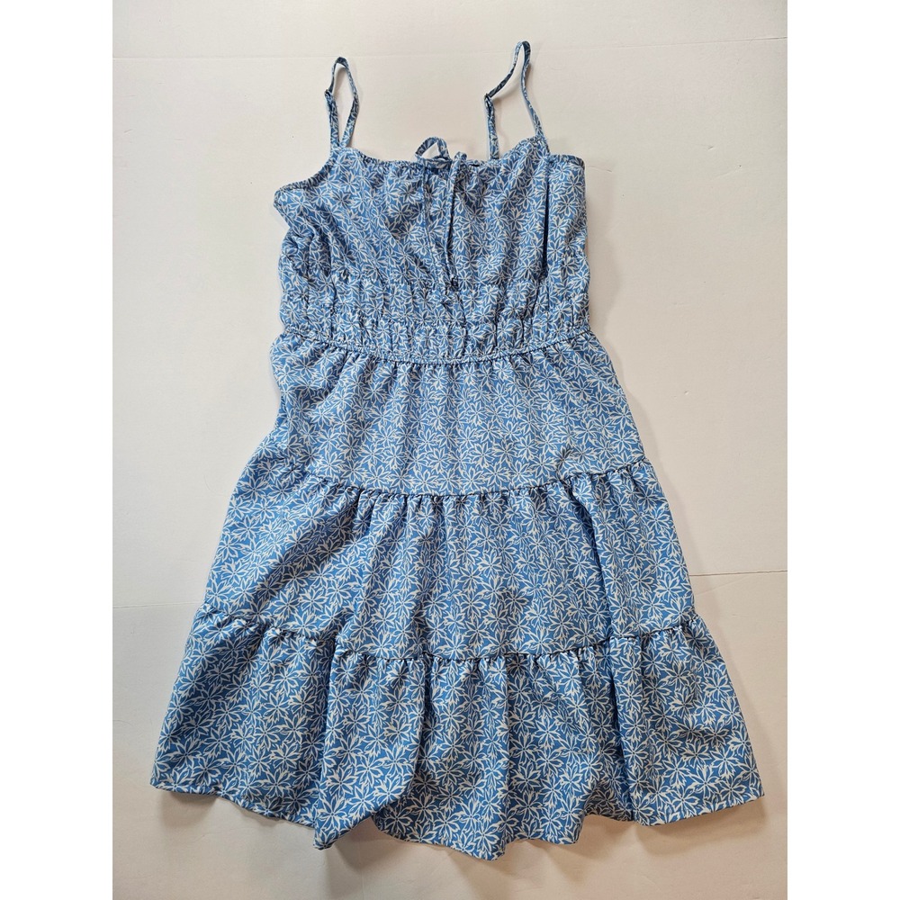Hesperus Tiered Mini Dress Womens Size M Blue Floral Sundress